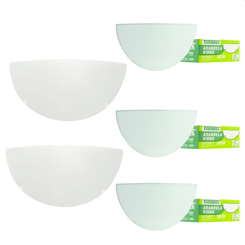 Kit 5 Arandelas Taschibra Jurerê Vidro Meia Lua E27 Bivolt
