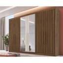Ver imagem 1 de Guarda Roupa Casal 6 Portas C/ 4 Ripadas e 6 Gavetas C/2 Espelhos Potente Braúna/off White - Europa