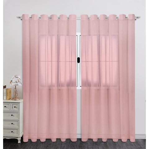 Cortina em Voil Liso Para Sala ou Quarto Para Varão Simples Rosa 6,00m x 2,50m