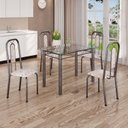 Ver imagem 1 de Conjunto de Mesa Tubular com 4 Cadeiras Lívia Prata/Bege