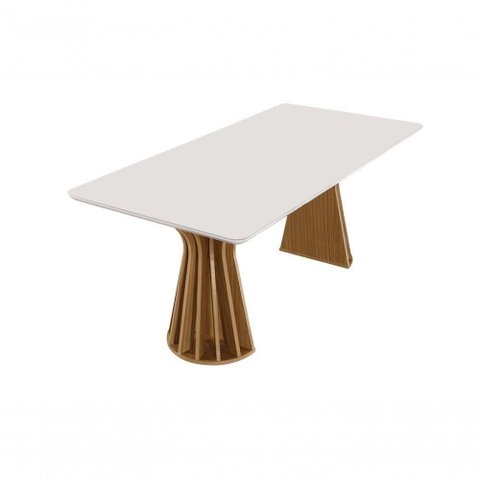 Mesa de Jantar Orlando 6 Lugares Retangular Tampo de Vidro Domus Parati