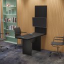 Ver imagem 1 de Mesa Reunião Painel Tv Podcast Preto Caixa Tomada 135 X 60