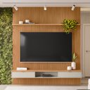 Ver imagem 2 de Painel Ripado Para TV 75 Pol Slats e Bancada Lisa 219x250cm L05 Nature Off White - Lyam Decor Slats 