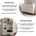 Ver imagem 5 de Conjunto Cômoda Londres 6 Gavetas e Armário Multiuso Ouro 2 Portas Branco Conffort Casa