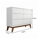 Ver imagem 4 de Conjunto Cômoda Londres 6 Gavetas e Armário Multiuso Ouro 2 Portas Branco Conffort Casa