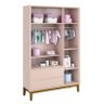 Jogo de Quarto Infantil Guarda Roupa 3 Portas e Berço Classic Rosa Fosco com Pés Amadeirado - Reller - 4