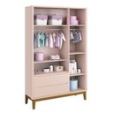 Ver imagem 4 de Jogo de Quarto Infantil Guarda Roupa 3 Portas e Berço Classic Rosa Fosco com Pés Amadeirado - Reller