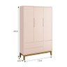 Jogo de Quarto Infantil Guarda Roupa 3 Portas e Berço Classic Rosa Fosco com Pés Amadeirado - Reller - 3