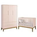 Ver imagem 2 de Jogo de Quarto Infantil Guarda Roupa 3 Portas e Berço Classic Rosa Fosco com Pés Amadeirado - Reller