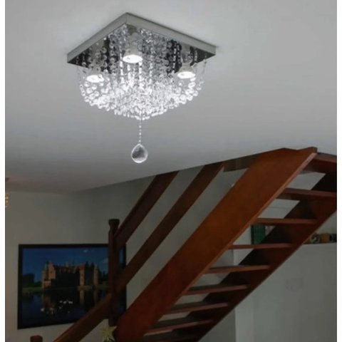 Luminária Teto Cristal Acrílico Design Sofisticado para Sala