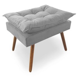 Puff Decorativo Opala Pés Palito Platinum Decor Cinza - 2
