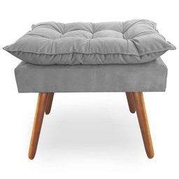 Puff Decorativo Opala Pés Palito Platinum Decor Cinza - 1