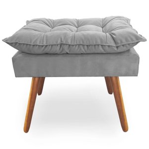Puff Decorativo Opala Pés Palito Platinum Decor Cinza