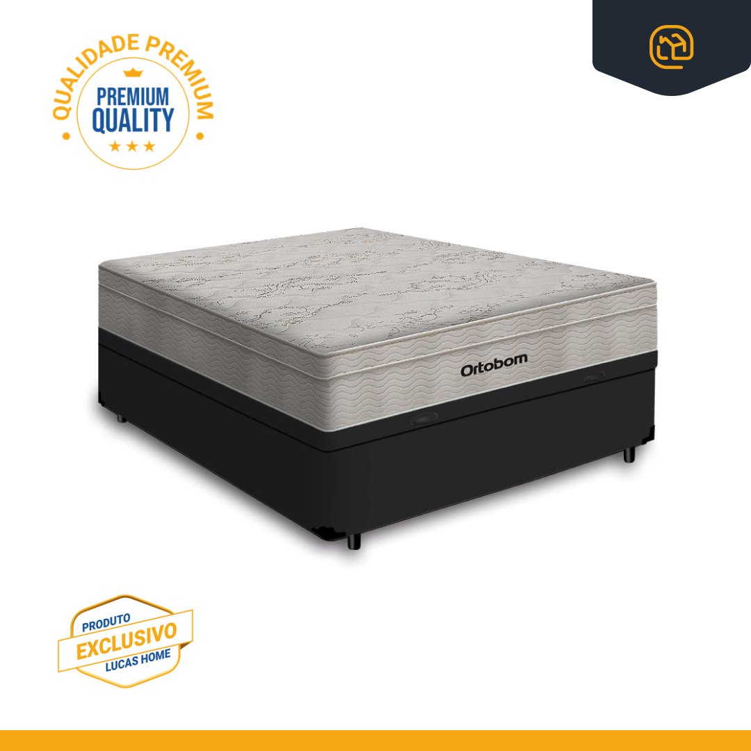 Cama Box Baú Casal + Colchão de Molas Ensacadas Ortobom Airtech Springpocket 138cm - 4