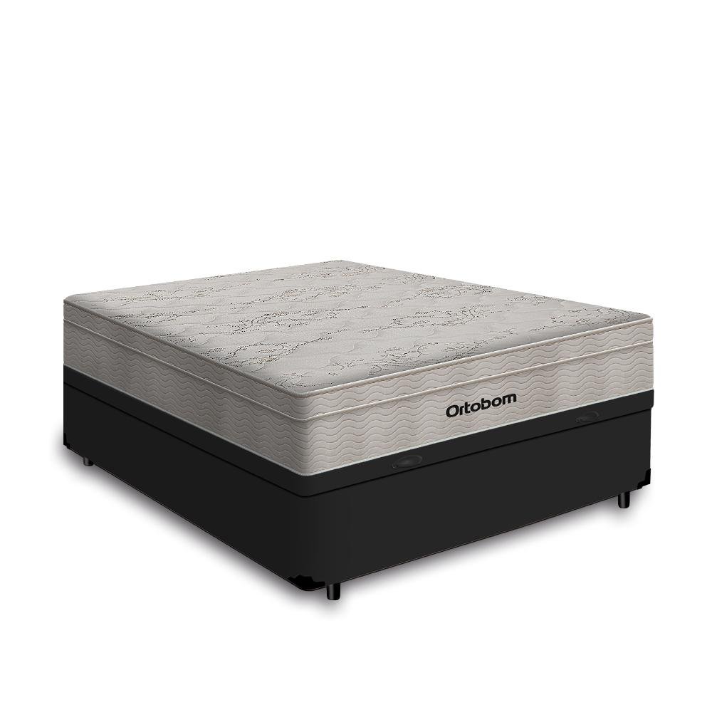 Cama Box Baú Casal + Colchão de Molas Ensacadas Ortobom Airtech Springpocket 138cm - 2