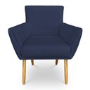 Ver imagem 3 de Kit 8 Poltronas Decorativa Leticia Suede Azul Marinho Pés Palito Castanho - Pallazio