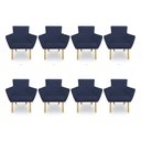 Ver imagem 1 de Kit 8 Poltronas Decorativa Leticia Suede Azul Marinho Pés Palito Castanho - Pallazio