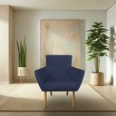 Ver imagem 2 de Kit 8 Poltronas Decorativa Leticia Suede Azul Marinho Pés Palito Castanho - Pallazio