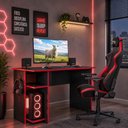Ver imagem 2 de Mesa Gamer Retangular Nitro Moderno MDP 114cm Vermelho Loja Sheep