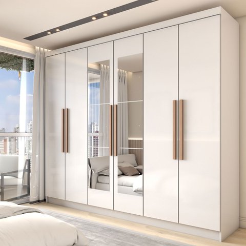 Guarda-roupa Casal Odisseia 6 Portas 2 Gavetas com Espelho - Panorama Móveis