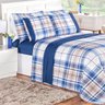 Kit Cobre Leito Azul Geométrico Casal 2,40m x 2,20m 3 Peças - 1