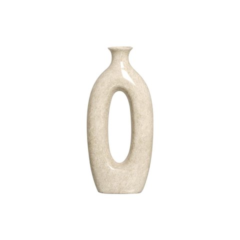 Vaso Decorativo de Mesa Bege Decoração de Sala Taj Petra 41x19x8 cm