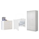 Ver imagem 1 de Jogo de Quarto Doce Sonho Guarda Roupa, Berço e Cômoda Sapateira Branco - Qmovi