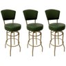 Kit 3 Banquetas Alta Bar Giratória com Encosto Cor Dourado Fosco Assento Grosso Confortável Verde - 1