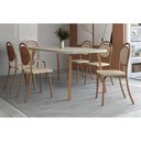 Ver imagem 1 de Conjunto: Mesa Sala Jantar Stellar 1597 Aço c/ Tampo Madeirado 160x90cm e 6 Cadeiras 1738 Rose/