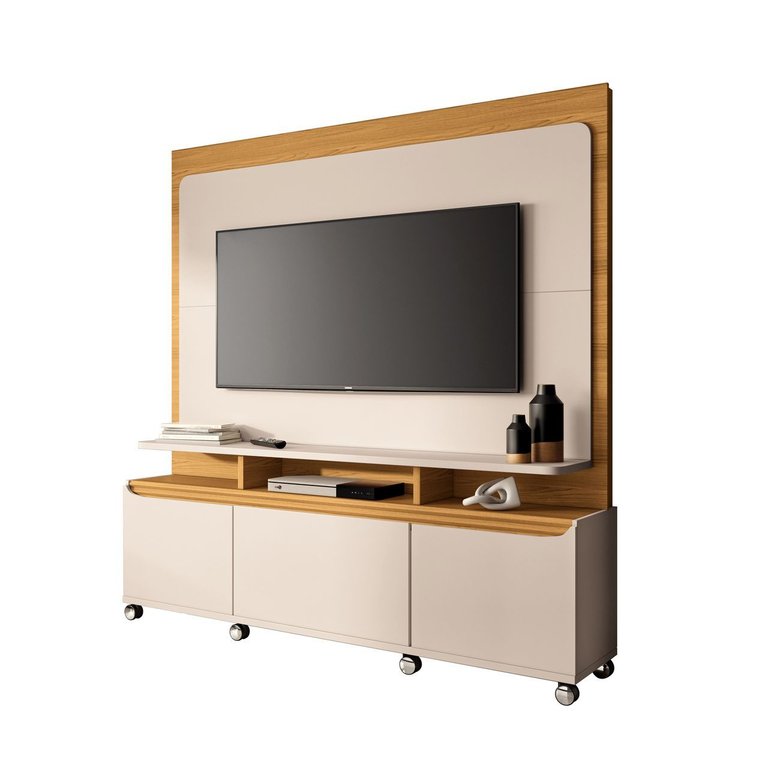 Estante Home Theater Quantum Off White / Cinamomo - Hb Móveis Estante Home Theater Quantum Off White / Cinamomo - Hb Móveis