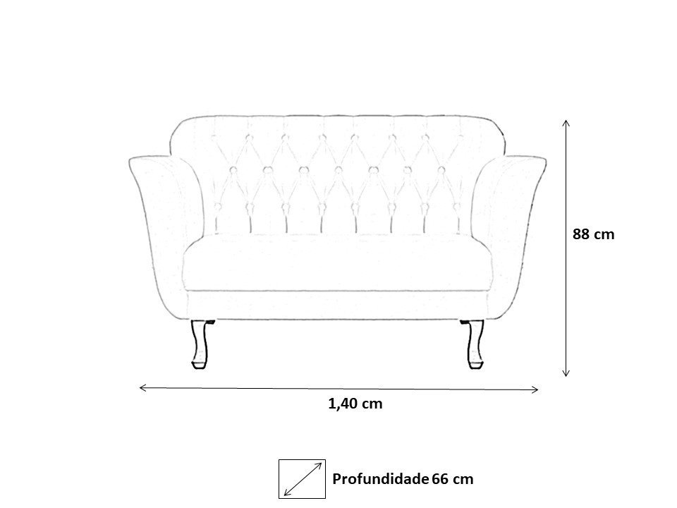 Namoradeira Decorativa Couro Branco 2 Lugares Pés Madeira Ms Decor - 2