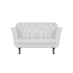 Namoradeira Decorativa Couro Branco 2 Lugares Pés Madeira Ms Decor - 1