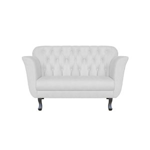 Namoradeira Decorativa Couro Branco 2 Lugares Pés Madeira Ms Decor