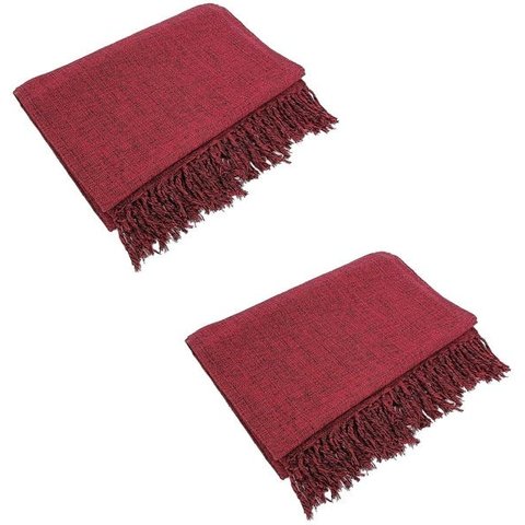 Kit 2 Mantas Gigantes para Sofá 2,40x1,80 Algodão:Vermelho Mesclado com Preto