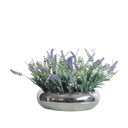 Ver imagem 1 de Arranjo Vaso Prateado Centro de Mesa Flores Lavanda