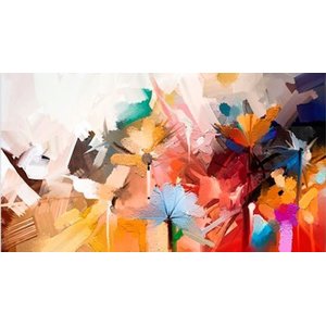 Quadro Decorativo Floral Contemporâneo, Tela em Canvas na Horizontal Ideal para Ambiente de Sala