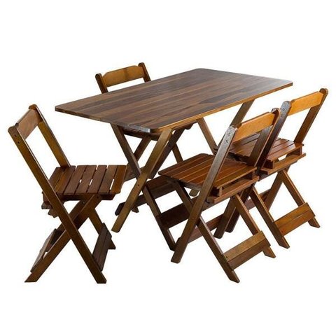 Conjunto de Mesa Mel 120x70 cm 4 Cadeiras Tampo Teca Maplan