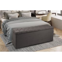 Recamier Sofá Baú Madrid 1,40 cm Suede Cinza - 4