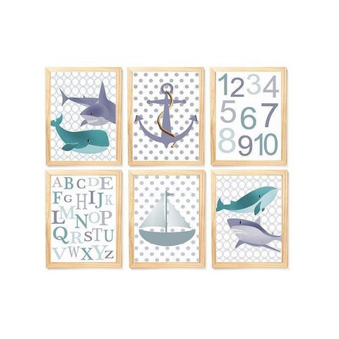 Kit Quadro Nautica Decorativo Quarto Menina Criança Enxoval Bebê