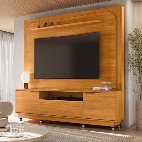 Estante para TV e Home Theater até 75 Polegadas 200CMX197,5cm 2 Portas 1 Gaveta Nilo Marrom Cinamomo