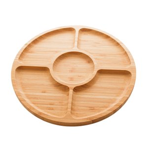 Petisqueira de Bambu Com 5 Divisórias Round 30cm Lyor