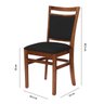 Cadeira Madeira Maciça Montreal Castanho Assento Encosto Estofado Preto - 2