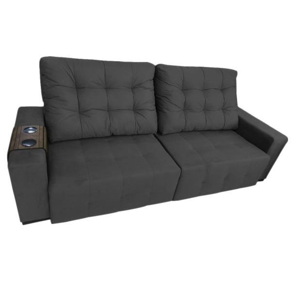 Sofá Fernanda Retrátil e Reclinável 2,50M Mola Ensacada Cinza
