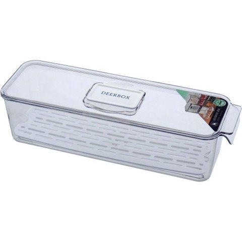 Caixa Organizadora para Geladeira com Tampa Acrilico 9x11x34cm