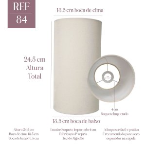 Cúpula Clássica de Abajur 24x13x13cm de Tecido Algodão Soquete Importado Ref 84