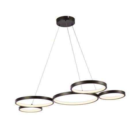 Pendente Moderno Aros Preto 95cm Led 65w 3000k Bivolt 14538-pl