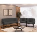 Ver imagem 1 de Kit 2 Poltronas + Sofá 2 Lugares Base de Metal Gold Corino Cor:cinza