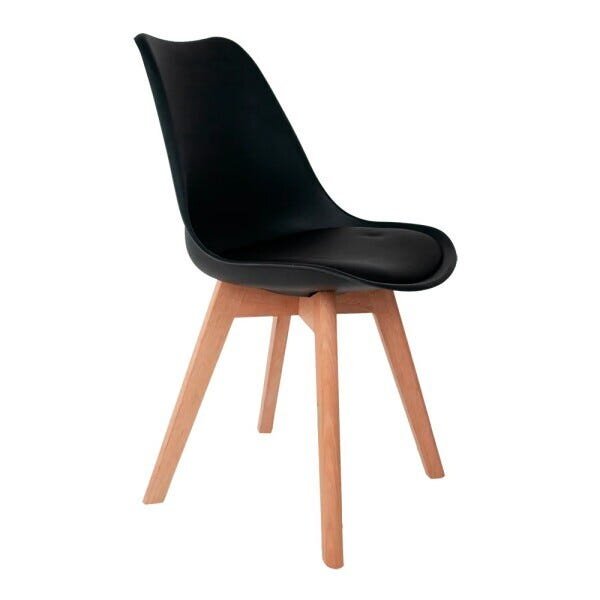 Kit 4 Cadeiras Eames Wood Leda Design - Preto Preto - 5