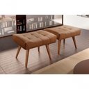 Ver imagem 4 de Puff Banqueta Theo Madeira Maciça Castellar Móbile Corino Caramelo