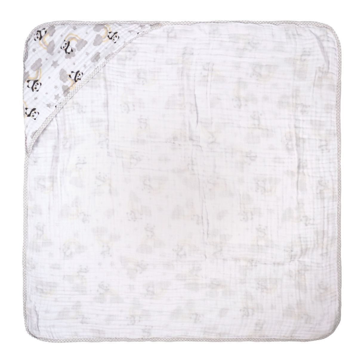 Toalha de Banho Bebe Soft com Capuz Bublim: Panda Cinza - 2